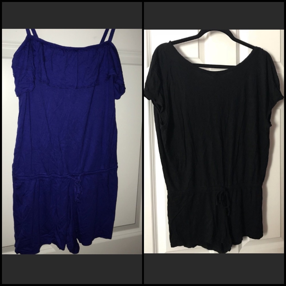 ✨3/$25✨ GAP Body Blue Ruffle Romper & Black Open Back Romper